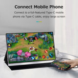 15.6 inch Portable Monitor IPS Screen 1920*1080 Resolution 170° Viewing Angle 60Hz Refresh Rate Wide Compatibility Silver