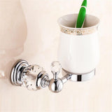 Modern Clear Crystal Bathroom Accessories Sets Silver Polished Chrome Bathroom Products Solid Brass Bathroom Hardware Sets jk6