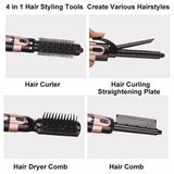 Electric 4 in 1 Curling iron Ceramic Hair Dryer Professional Hairdressing with Hair Brush Comb Roller Curling Wand Salon Styling