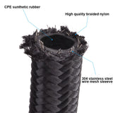 1Meter AN6 Oil Fuel Hose Nylon Braided Black Fuel Hose+AN6 Straight Fitting 45 Degree Swivel Black Red Hose End Adapter