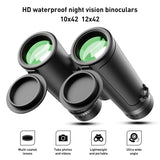 Professional Binoculars HD 10/12x42 BAK4 Prism Zoom Binocular High Power 87m/1000m Low Light Night Vision Camping Telescope