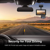 Dash Cam Dual Lens 1080P UHD Recording Car Camera DVR Night Vision WDR Built-In G-Sensor Motion Detection 24Hr Parking Monitor