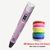 3D Printing Pen DIY Drawing Pen With LCD Display 3D Pen With 12 Colors 100 Meter PLA Filament Christmas Birthday Gift for Child