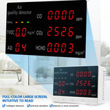 2022.5 in 1 Air Quality Monitor HCHO/CO2/TVOC/AQI/CO with 5.5'' Screen for Outdoor Indoor Home Security Air Quality Detector