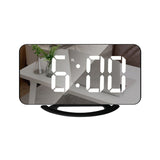 LED Mirror Clock Mini Digital Alarm Clock Table Clock with Snooze Function 3 Adjustable Brightness Auto-Adapt Backlight