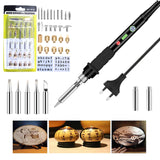 60W Engraving Pen Electric Soldering Iron Wood Burning Kit Flipping Word Embossing Pyrography Tool Craft Set