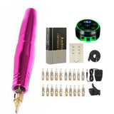New Permanent Make Up Rotary Tattoo Machine Pen  Brush Coreless Motor With Aurora-2 Power Cartridge Needle Kit Free Shipping