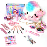 Kid Makeup Toy Mini Cosmetic Lipstick Eyeshadow Nail Gel Beauty Set Portable Cosmetic Bag Little Girls Princess Birthday Gift