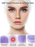 New Sonic Facial Cleansing Brush for Deep Cleaning Blackhead Remover Warm Massage Silicone Skin Wash Machine with Magnet Charger