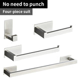 Stainless Steel Silver Bathroom Hardware Set Towel Rack Toilet Paper Holder Towel Bar Hook Bathroom Accessories Don't Drilling