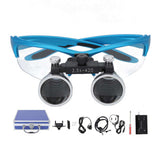 Lighted Head Magnifying Glasses Dull Polish Blue 2.5X Dentistry Magnifying for Dentistry Tattoo Nail Art Tool 100‑240V