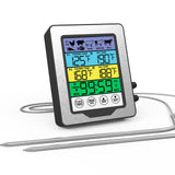 Touch Screen Digital Kitchen Thermometer Food Oven Meat Barbecue Thermometers Baking Cooking Timer With Backlight Dual Probes
