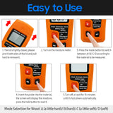 Digital Wood Moisture Meter Pin Type LCD Backlit Portable Wood Moisture Tester 4 Modes Switchable with 9V 6F22 Battery