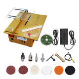 100W Table Saw with Miter Gauge Electric Desktop Saw 7500RPM Adjustable Speed 27MM Cutting Depth with Multiple Accessories