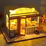 DIY Wooden Dollhouse Assembled Sushi Dessert Shop Miniature with Furniture Doll House Casa Toys for Children Adult Gifts