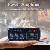 AK370 Mini Audio Power Amplifier 2x20W Portable HiFi Stereo Sound Amplifier Speaker Amp Support FM Radio for Car and Home