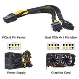 10PCS 8Pin Mining Cable, GPU Power Cable for Bitcoin Mining, VGA 8 Pin Female to 8Pin (6+2) Male, Pcie Splitter Cable