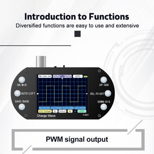 Mini Digital Oscilloscope 2.5MHz Sampling Rate 200KHz Bandwidth Support AUTO 80KHz PWM 17 Waveforms for Electronic Repair DIY