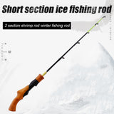 62cm Ice Fishing Rod Portable Carbon Wooden Handle River Shrimp Carp Fishing Pole Winter Fish Tackle Pesca for Dropshipping