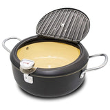 Deep Fryer Pot,Stainless Steel With Temperature Control And Lid Japanese Style Tempura Fryer Pan Uncoated Frye