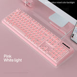 Pink Blue Gaming Keyboard Mechanical Feel Wired USB RGB Backlit Color Matching 104 Keys Keyboards for PC Home Office Gamer