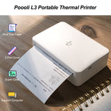 Poooli L3 Pocket Photo Printer 300dpi Portable Thermal Printer 110mm Paper Width BT Wireless Grayscale Mode Memo Sticker Maker