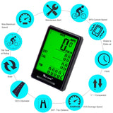 Bike Computer Waterproof LCD Backlight Cycle Measurable Temperature Stopwatch Bracket Waterproof Speedometer Odometer Cycling