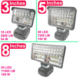3/5/8 inch 18V LED Light For Makita BL1430 BL1830 Lithium Battery USB Outdoor Flashlight Outdoors Spotlight Lighting With USB