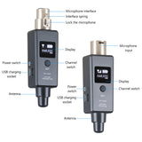 1 Pair Microphone Wireless System UHF DSP Transmitter &amp;Receiver with Mic/Line 2 Modes Built-in Lithium Battery for Condenser Mic