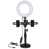 Ring fill light dual mobile phone live broadcast support desktop selfie LED anchor beauty fill light 360°rotate/move