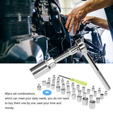 40 PCS Socket Set Practical Motorcycle Bicycle Auto Repairs Tool Set Hardware Tools Sleeve Ratchet Wrench Combination Tool Set