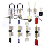 9pcs/set Transparent Lock Combination Cutaway Practice Locks For Locksmith Training Super Lock Pick Tool Set