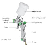 Gravity Feed Air Spray Gun Mini Sprayer Paint Gun with 100ML Cup 1.0mm Nozzle for Painting Car Furniture Wall