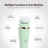 4 In 1 Electric Facial Cleansing Brush Silicone Rotating Face Brush Deep Cleaning Skin Exfoliation Waterproof Facial Massager