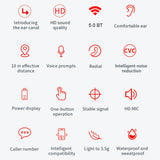 True Wireless Bluetooth Earphone Mini Earbuds Sweatproof Sport Headset In-ear Earphone with Mic Charging Case Touch Control