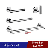 Bathroom Hardware Set Stainless Steel  Mirror Round Towel Bar Toilet Paper Holder Towel Ring Robe Hook