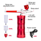 Cordless 0.3mm Mini Airbrush Nano Fog Spray USB Portable Red Black For Face Art Paint Hyperbaric Oxygen Injection SPA Household