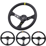 Car Racing Steering Wheel 3 Colors 14inch 350mm Aluminum Bracket and PVC Leather Button Sport Steeing wheel with Logo