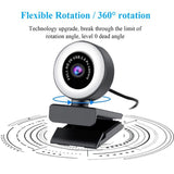 5MP HD Webcam with Microphone LED Web Camera for Computer PC Video Recording Webcams Auto-Focus Adjustable Base Cam USB