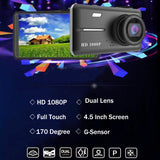 4 Inch Touch Display Car DVR Camera Dual Lens Video Recorder Full HD 1080P 170 Degree Dash Cam with Rear View Dashcam Dashboard