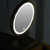 Wooden Desktop LED Makeup Mirror USB Charging Adjustable Bright Diffused Light Press Screen Beauty Mirrors