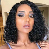 Wig short curly hair black mid-section small volume chemical fiber headgear