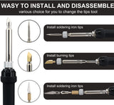 60W Engraving Pen Electric Soldering Iron Wood Burning Kit Flipping Word Embossing Pyrography Tool Craft Set