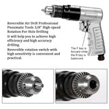 3/8inch Professional Air Drill Rotation Way Reversible Pneumatic Tools for DIY Furniture Machine Production Maintenance