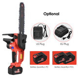 21V Brushless Cordless Chainsaw 12-inch Electric Chain Saw Pruning Saw 6.0Ah Rechargeable Battery Powered Tree Branch Pruner