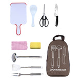 Stainless Steel Picnic Tableware Flatware Outdoor Picnic Campping Cookware Set 8PCS Fork Knife Utensil Scissors Spoon Set