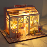 DollHouse Miniature Doll With LED Light House Creative Hand-assembled Small Shop Model Children toy gift Miniature Wood House