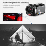 Ordro AE8 Video Camera 4K Digital Camcorder with WiFi Night Vision for YouTube Vlogging Blogger Videos Shooting Filming