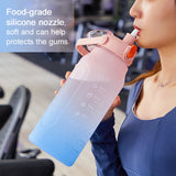 Cycling Large Capacity Sports Water Bottle Graduated Fitness Straw Cup Portable Outdoor Travel Color Gradient Drinking Bottles