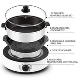 Split Electric Hot Pot, Non-Stick Electric Skillet,4L Large Capacity Cooking Pot,with Stepless Knob for Temperature Control